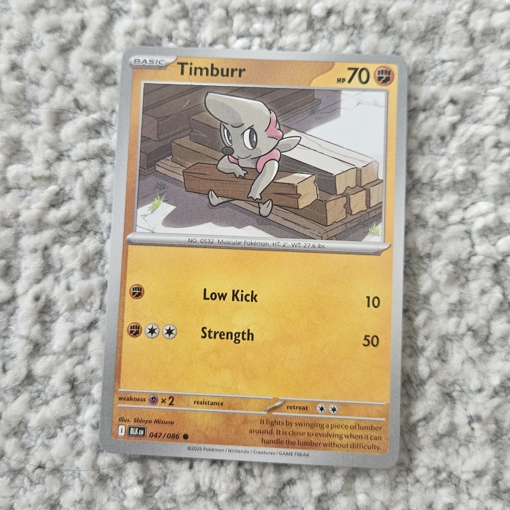 POKEMON TCG Card Timburr Black Bolt 047/086
